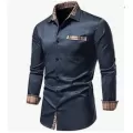 Erkek Uzun Kollu Gömlek Ekose Yaka Rahat Düğme Aşağı Gömlek Slim Fit İş Sonbahar ve Kış Rahat Nefes Alan Gömlek from  at M4D # 652B05AFEF931