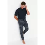 Bas de Pyjama Coupe Regular à Carreaux  Bleu Marine pour Homme from  at M4D # 6576CF985D58D