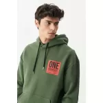 Erkek Loose Fit Rahat Kesim Kapüşonlu Şardonlu Haki Sweatshirt from  at M4D # 6576BD05DED38