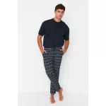 Erkek Lacivert İndigo Ekoseli Regular Fit Dokuma Pijama Altı from  at M4D # 6576CF985D58D