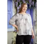 Cep ve Yaka Pul Payet Detaylı Füme Büyük Beden Bluz from  at M4D # 