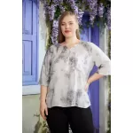 Cep ve Yaka Pul Payet Detaylı Füme Büyük Beden Bluz from  at M4D # 