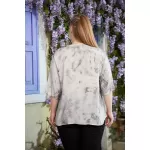 Cep ve Yaka Pul Payet Detaylı Füme Büyük Beden Bluz from  at M4D # 