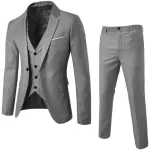 İnce 3 Parça Erkek Takım Elbise İş Düğün Parti Blazer Ceket ve Pantolon, Bir Düğme Slim Fit from  at ESAR # 641B03B5814B8_40D8