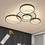 Uzaktan Kumandalı Kısılabilir LED Tavan Işığı 106W Alüminyum Gölgeli Modern Akrilik Tavan Işığı Kahverengi from  at ESAR # 