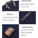 Erkek Uzun Kollu Gömlek Ekose Yaka Rahat Düğme Aşağı Gömlek Slim Fit İş Sonbahar ve Kış Rahat Nefes Alan Gömlek from  at M4D # 652B05AFEF905