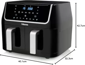 Yağsız fritöz 9 L çift dijital sepet 1800 W Siyah from  at ESAR # 