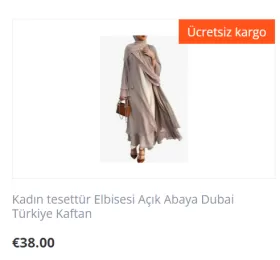 Kadın Tesettür Elbisesi Açık Abaya Dubai Türkiye Kaftan from  at M4D # 