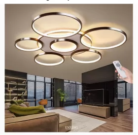 Uzaktan Kumandalı Kısılabilir LED Tavan Işığı 106W Alüminyum Gölgeli Modern Akrilik Tavan Işığı Kahverengi from  at ESAR # 