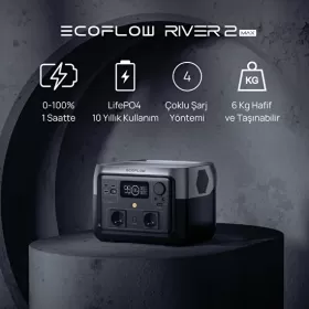 EcoFlow River 2 Max Taşınabilir Güç Kaynağı - 512Wh Kapasite, 2x500 (X-Boost 1000W) from  at M4D # 2155531461464