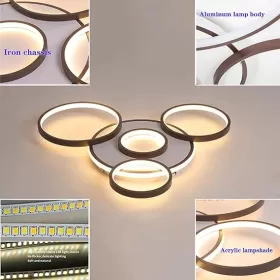 Uzaktan Kumandalı Kısılabilir LED Tavan Işığı 106W Alüminyum Gölgeli Modern Akrilik Tavan Işığı Kahverengi from  at ESAR # 