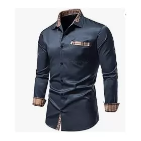 Erkek Uzun Kollu Gömlek Ekose Yaka Rahat Düğme Aşağı Gömlek Slim Fit İş Sonbahar ve Kış Rahat Nefes Alan Gömlek from  at M4D # 652B05AFEF905
