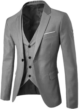 İnce 3 Parça Erkek Takım Elbise İş Düğün Parti Blazer Ceket ve Pantolon, Bir Düğme Slim Fit from  at ESAR # 641B03B5814B8_40D8