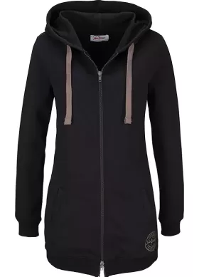 İki yönlü fermuarlı ve yan cepli, ekstra uzun jarse kapüşonlu fermuarlı Sweatshirt from  at ESAR # 641B24414B13F