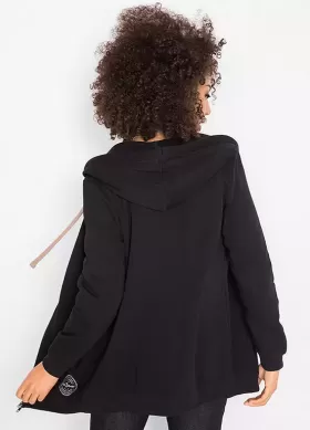 İki yönlü fermuarlı ve yan cepli, ekstra uzun jarse kapüşonlu fermuarlı Sweatshirt from  at ESAR # 641B24414B13F