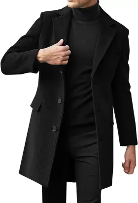 Erkek Orta Uzunluk Stand Yaka Ceket Kışlık Sıcak Ceket Slim Fit Parka Şekli ve Şık Rüzgar Geçirmez Parka Sokak Modası Ceket from  at ESAR # 641B07C1E91B8_9194