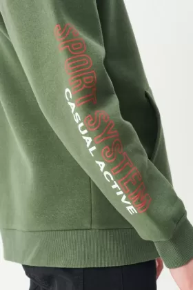 Erkek Loose Fit Rahat Kesim Kapüşonlu Şardonlu Haki Sweatshirt from  at M4D # 6576BD05DED38