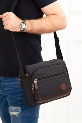 Newish Polo 2190 Kanvas Omuz Ve Postacı Çantası Siyah from  at M4D # 