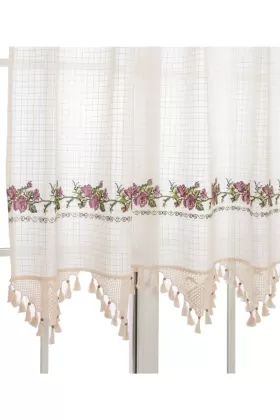 <bdi>Rideau En Lin Cousu En  Toile De Dentelle A La Main Buldan Work</bdi> from  at Tekin ticaret # 0254855458666