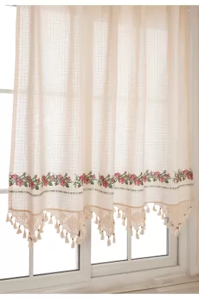 <bdi>Rideau En Lin Cousu En  Toile De Dentelle A La Main Buldan Work</bdi> from  at Tekin ticaret # 0254855458666