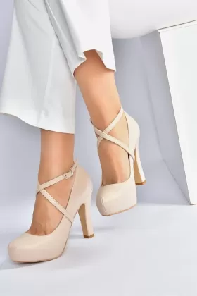 Fox Shoes Sedef Platform Topuklu Kadın Abiye Ayakkabı from  at ESAR # 