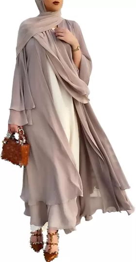 Kadın Tesettür Elbisesi Açık Abaya Dubai Türkiye Kaftan from  at M4D # 